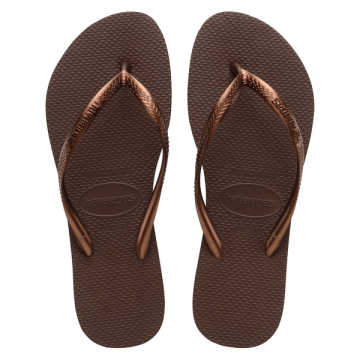  HAVAIANAS SLIM Dark brown / Metal acoused